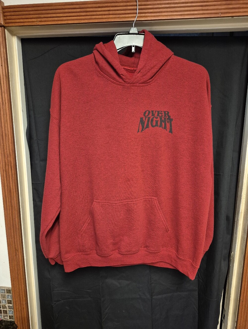 Overnight Graphic Red Men's Hoodie Shirt - Picture 4 of 9